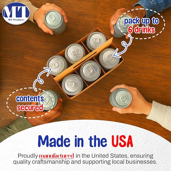 MT Products Brown 6 Pack Bottle Holder 12 oz. - Kraft Cardboard Bottle Carrier (Pack of 160) - Made in the USA