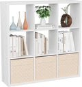 Cube Storage Organizer Bookcase, Decorative 11 inch Open Back Cubical Shelf with Thickened Border, Display Bookshelf for Living Room, Home Office, Sturdy Room (White, 9 Cube)