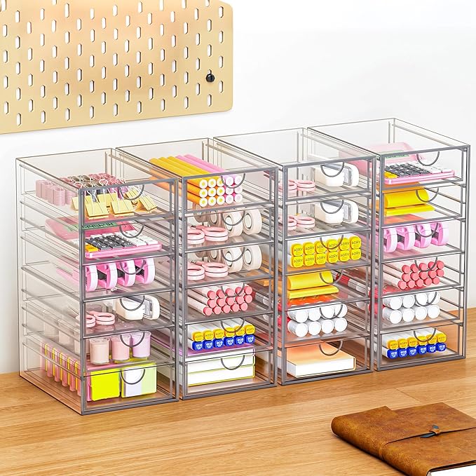 Arcylic Makeup Organzier with 11 Drawers, Clear Storage Drawers, Bathroom Makeup Organizer for Palettes, Cosmetic, and Beauty Supplies,Ideal for Vanity, Cabinet,Desk Organization