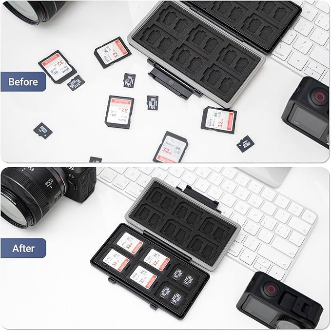 36 Slots Memory Card Case Water-Resistant Anti-Shock Memory Card Wallet for 24 Micro SD SDXC SDHC TF Cards and 12 SD SDXC SDHC Cards