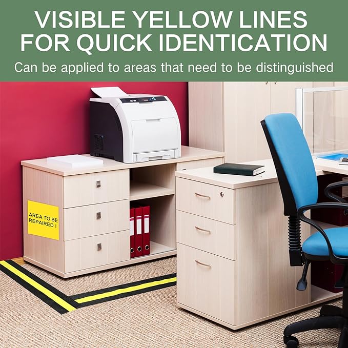 WILLBOND Carpet Cord Cover Cable Protector Floor Cover Cable Protector Management Only for Commercial Office Carpet(147.64 ft,Black and Yellow)