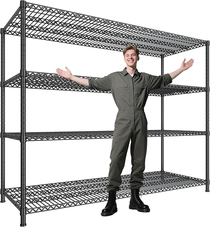 2500 LBS Storage Shelves 68.1"W Wire Shelving Unit, Garage Shelving Heavy Duty, Adjustable Metal Shelving for Garage, Pantry, Kitchen, Basement, Warehouse, Business 68.1"W x 20.9"D x 70.9"H