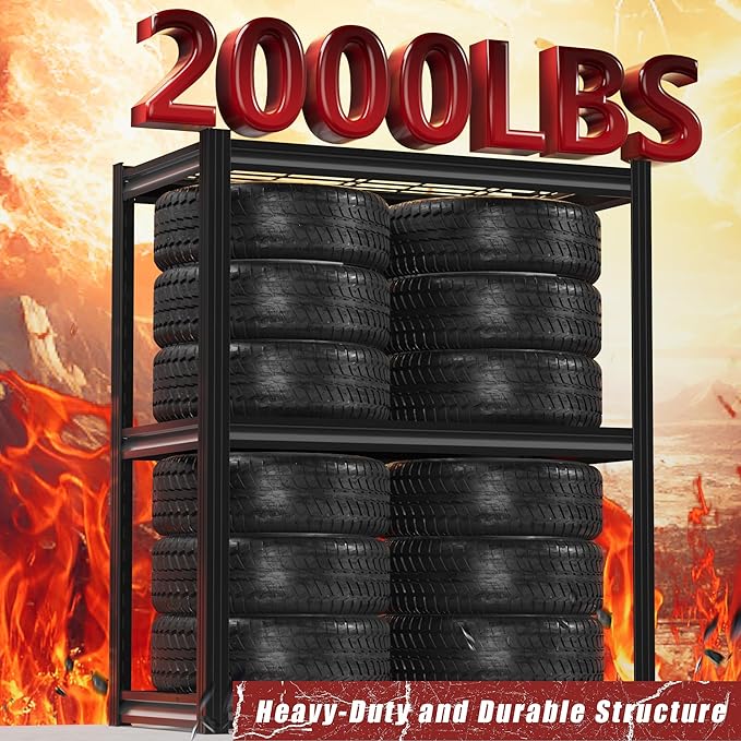 Garage Shelving Heavy Duty 3-Tier Storage Shelves Metal Shelving 2000LBS Garage Shelves Adjustable Metal Shelf for Kitchen Warehouse Pantry Closet,24" W x 16" D x 36" H