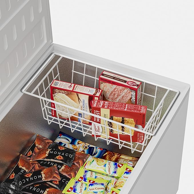 Chest Freezer Organizer Bins, Deep Freezer Basket Storage Rack Bins Wire Metal Baskets with Hanging Handles 17.5" 2Packs