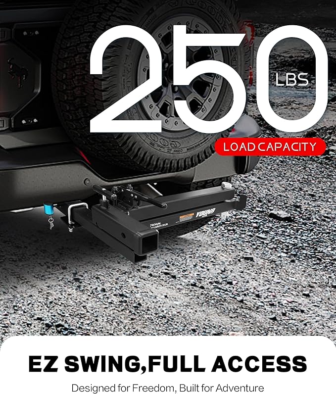 Young 250LBS Swing Away Hitch for Bike Rack and Cargo Carrier Basket, Black