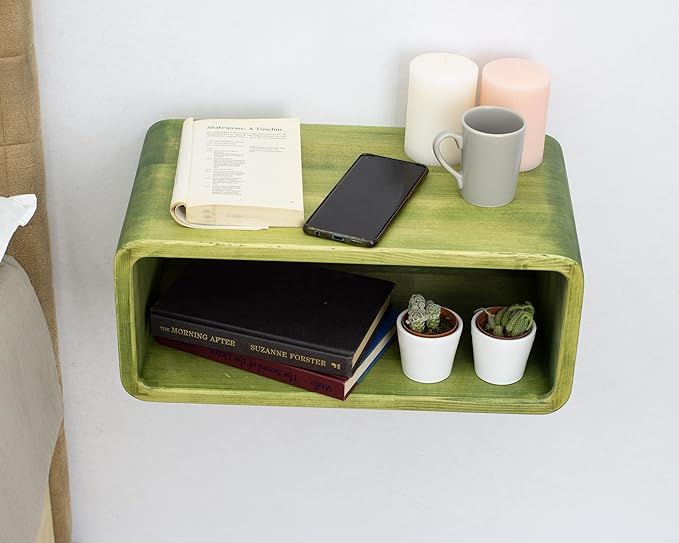 Floating Nightstand Wooden, Bedside Table, Nightstand Shelf, Handmade, Wall Mounted Bedside Shelf, Minimalist and Unique Style (Jakarta)