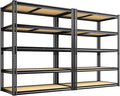 2050LBS Storage Shelves Heavy Duty 5 Tier Garage Storage Shelving, Adjustable Metal Shelving Unit Utility Rack Shelf for Warehouse, Pantry, Closet, 72" H x 35.56" W x 16" D, Black.2PCS