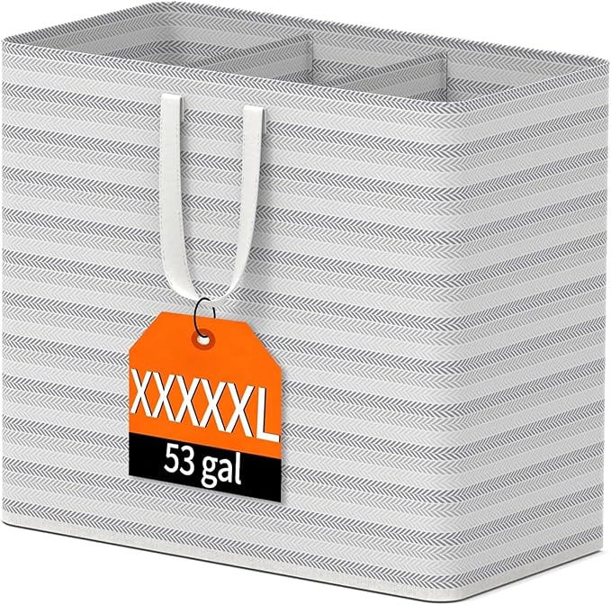 XXXXXL 53gal(200L) Large Laundry Basket, Laundry Hamper 3 Section with Reinforced Handles, Waterproof Collapsible Clothes Hamper for Bedroom Laundry Room Dorm Bathroom