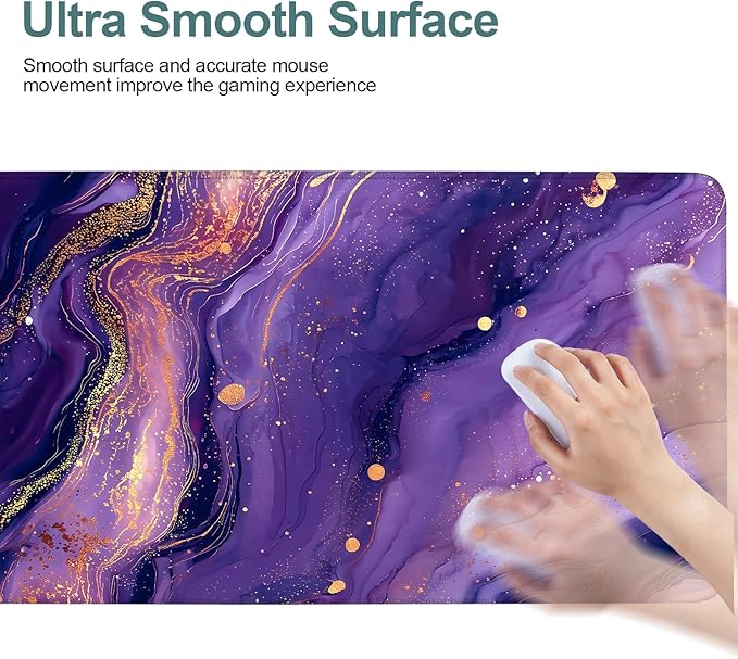Purple Gaming Mouse Pad 35.4"x15.7"Desk Mat Anti-Slip Rubber Base & Durable Stitched Edges for Gamers Smooth Mouse Writing Surface for Desk Office/Home