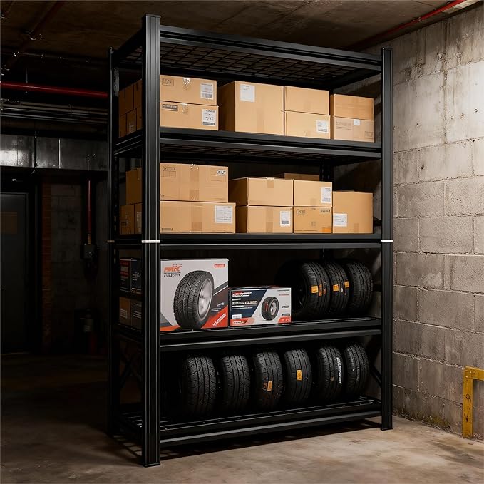 47''W Wire Garage Metal Shelving, 3000 Lbs Heavy-Duty Garage Storage Shelves, 5-Tier Adjustable Reinforced Shelves for Laundry Rooms, Basements, Kitchens&Outdoor (47''W*24''D*71''H)