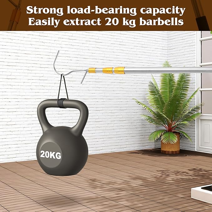 Clothes Hook Rod, 27-62 Inch Long Telescopic Rod, Stainless Steel, S-Shaped Hook, Tension Mounted