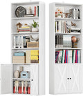 IRONCK Industrial Bookshelves and Bookcases with Doors Set of 2 Floor Standing 6 Shelf Display Storage Shelves 70 in Tall Bookcase for Home Office, Living Room