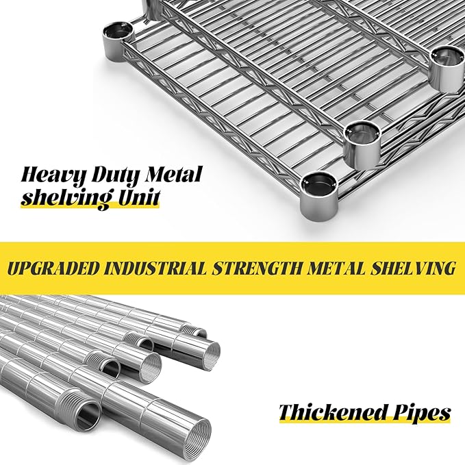 Storage Shelves, 3 PCS 36" L x 14" W x 72" H Heavy Duty Garage Wire Shelving Unit Loads 1750LBS, 5-Tier Adjustable Metal Industrial Utility Shelf Rack for Kitchen, Laundry Room, Basement