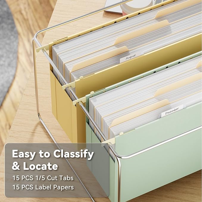 Ansook Legal Size Hanging File Folders,6 Pack Extra Capacity Expanding File Cabinet Folders,Heavy Duty 4" Legal File Folders Hanging with Tabs,Plastic Hanging File Organizer for Office School Home