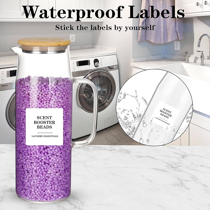 3 Pack 50 oz Laundry Detergent Dispenser Set with Bamboo Lids and Handles - Liquid Laundry Containers