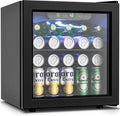 Beverage Refrigerator Cooler - 12 Bottle 50 Can Mini Fridge with Glass Door, Soda Wine Beer Drink Fridge - Small Refrigerator for Office Home Bedroom Dorm Bar, 1.3 Cu.Ft, Black