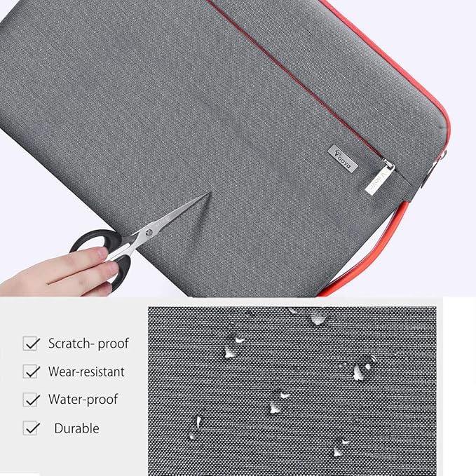 Voova Laptop Sleeve Case 14 15 Inch with Handle, 360° Protective Waterproof Slim Computer Bag Cover Compatible with MacBook Air 15 M2/M3/M4 2024-2025, MacBook Pro 14, Hp Chromebook 14, Grey