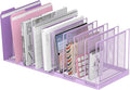 9-Section Desk File Organizer, Vertical File Holder, Mesh Desktop File Folder Metal File Organizer Stand for Office Home Classroom, Purple