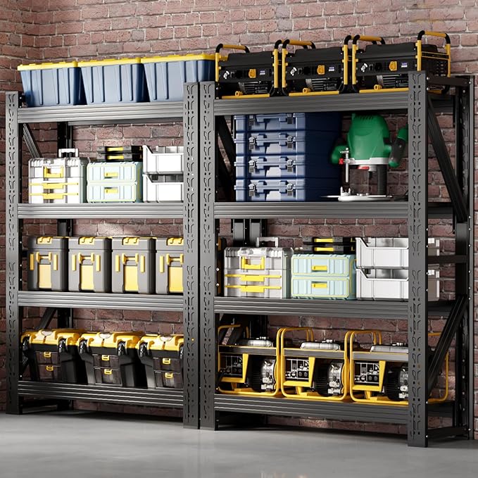 32" W Garage Shelving,4-Tier Heavy Duty Storage Shelves Unit with Adjustable Metal Shelf for Warehouse,Basement,Workshop,3200LBS,32" W x 20" D x 79" H,Black