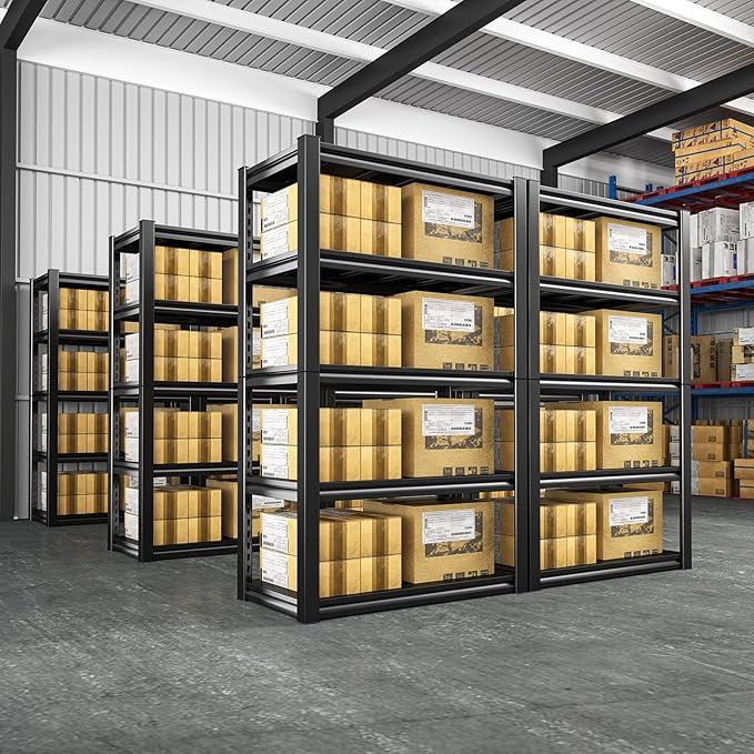 REIBII 40" W Garage Shelving, Heavy Duty Storage Shelves Load 2500LBS, 5-Tier Adjustable Metal Shelving, Garage Shelves for Warehouse, Pantry, Basement, 72" H x 40" W x 18" D, 2Pack