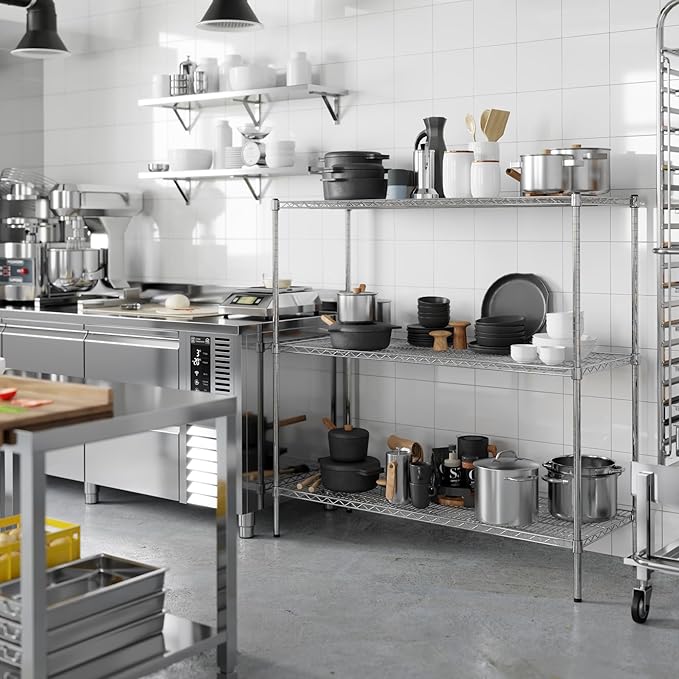21" Deep x 54" Wide x 54" Height Wire Shelving Kit | 3-Tier | NSF Commercial Storage Rack Unit