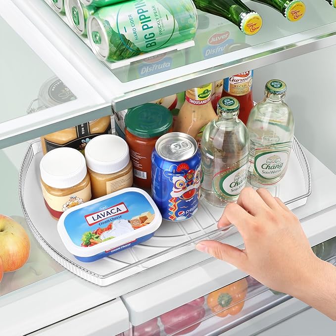 FIRJOY Lazy Susan Turntable for Refrigerator, Square Turntable Organizer for Fridge Cabinet, Pantry, Countertop | 16.5" x 11.1" (Rectangle 1 Pack - Clear)