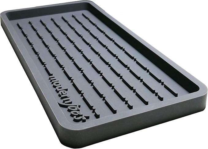 Sponge Holder - Sink Caddy Organizer - Kitchen Bath Vanity Tray - Soap, Cleaning Brush, and Scouring Pad Multi-use Silicone Tray – Non-Slip, Heat Resistant and Dishwasher Safe – 11” X 5.5” - Gray