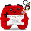 Gamer Gifts Positive Crochet Game Controller and Inspirational Keychain, Unique Teenage Boy Gifts Idea, Gaming Gift Set with Gamer Keychain, Birthday Gift Emotional Support Crochet for Game Lovers