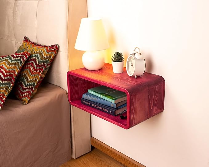 Floating Nightstand Wooden, Bedside Table, Nightstand Shelf, Handmade, Wall Mounted Bedside Shelf, Minimalist and Unique Style (Tokyo)