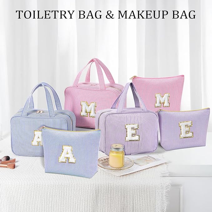 YOOLIFE Christmas Gifts for Women Stocking Stuffers, Initial Hanging Toiletry Bag for Women, Travel Toiletry Bag, Birthday Gifts for Mom Daughter Sister Friends, Letter M, Pink