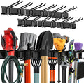 TIDYME Garage Wall Organizer | 96" Heavy-Duty Tool Storage Rack | Adjustable Double-Layer Hooks | 600 lbs Capacity | Carbon Steel Wall Mount Holder for Shovels, Rakes, Ladders & Power Tools