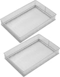 YBM HOME Silver Mesh Drawer Organizer and Storage for Kitchen Drawers, Serves as School Supply Holder, Office Desktop Organizer Basket, Makeup and Craft Supplies Organization, (2 Pack, 8x12x2 Inch)