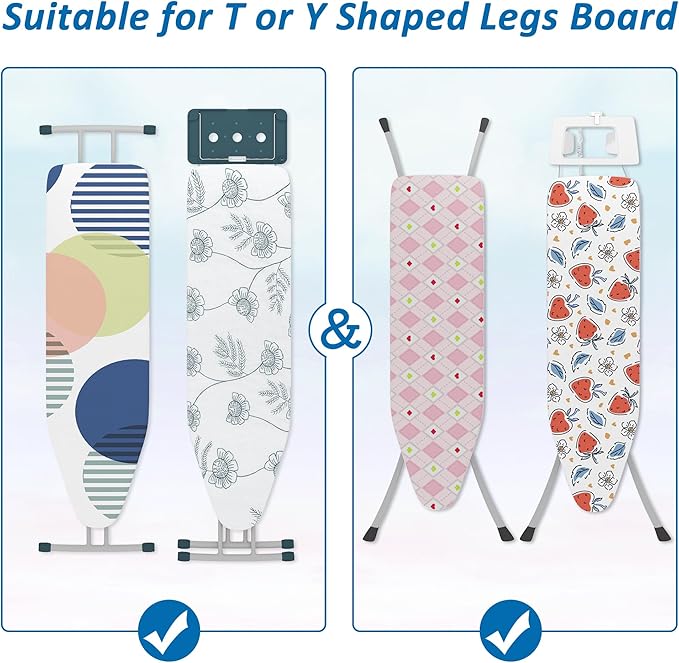efluky Ironing Board Hanger with Removable Hooks, Ironing Board Holder Wall Mount for T/Y Legs, 12.59" L x 5.9" W x 2.36" H, White