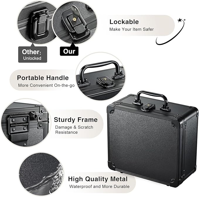 Makeup Case with Magnetic Lighted Mirror Makeup Organizer Box Travel Cosmetic Case with 3 Colors LED Mirror Portable Vanity Make up Suitcase with Lockable Keys Dividers Brush Holder, Black