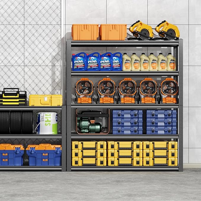 32" W Garage Shelving,5-Tier Heavy Duty Shelving Unit,3000LBS Adjustable Metal Storage Shelves,Storage Rack Units for Industrie,Shed,Warehouse,Basement,Black,32" W x 16" D x 63" H