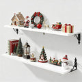 Fun Memories 40 Inch Floating Shelves Wall Mounted, 8 Inch Deep Wall Shelves with Bracket, Rustic Hanging Bookshelf, 40" Bookshelves for for Living Room, Kitchen and Bedroom, White, Set of 2