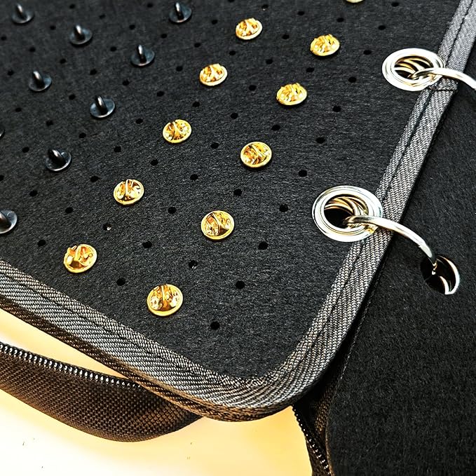 6-Page Enamel Pin Display Bag - Organize Collectibles, Brooches, Medals & More (6 Black Pages + 5 Spacers)