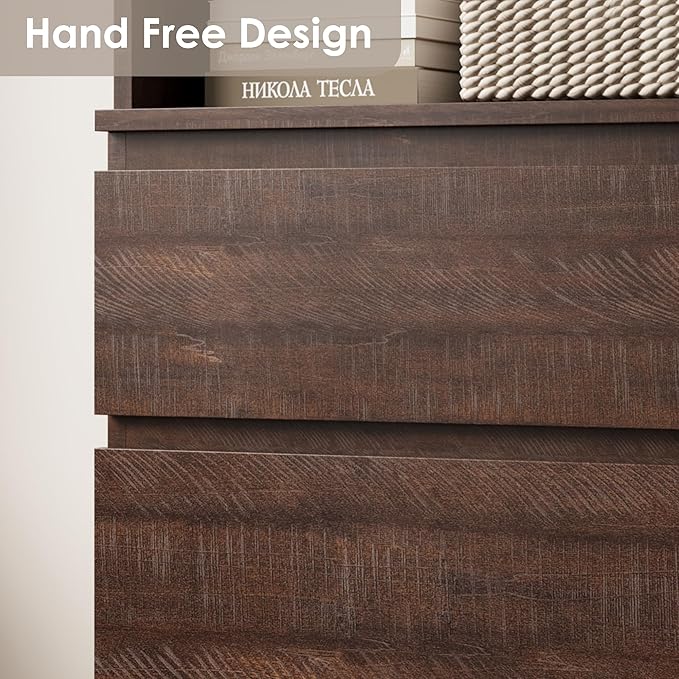 GarveeHome 70" Tall Bookcase with Drawers, Bookshelf w/ 3 Tier Open Shelves & 3 Storage Drawers, Modern Deep Storage Book Shelf Storage Cabinet Organizer for Living Room Office Library (Brown)
