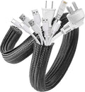 AGPTEK Cable Sleeve Cover, 10ft - 1.5 inch Desk Cord Organizer Cable Hider, Home Office Wire Management Computer TV Wire Loom Tubing, Pet Proof Cord Protector, from Cat Dog Chewing, Black