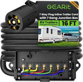 GEARit 7 Way Plug Inline Trailer Cord (16 Feet) with 7 Gang Junction Box - Weatherproof Wiring Harness Cable with Waterproof Junction Box for RV Trailers and Campers - 16Ft