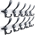 Dseap Coat Rack Wall Mount 2.0 Pro: Heavy Duty 300% Thicker, 16" Stud Mount, Stainless Steel Wall Coat Hooks Hanger for Clothes Jackets Hats Entryway Closet, MaxStrong Series, White & Black, Pack of 2
