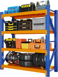 4000LBS Garage Shelving 48" W Garage Shelving Heavy Duty 4-Tier Metal Storage Shelves Adjustable Shelf Unit Storage Rack for Basement Supermarket Warehouse 48" W x 20" D x 78" H Blue-Orange