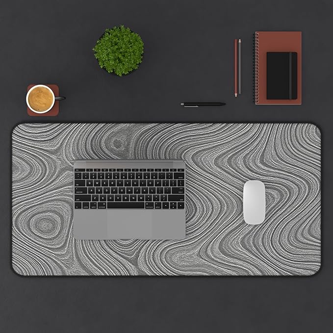 Brushed Metal Texture Desk Mat - Extended Mouse Pad & Desk Pad, Neoprene Surface, Non-Slip Rubber Base, Stitched Edges, Desk Protector for Keyboard & Mouse, Sizes 12x18/12x22/16x32 (Damascus, 16x32)