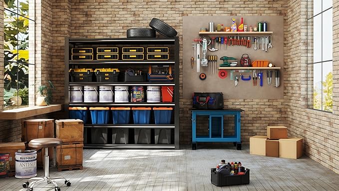 84“H 6T Garage Shelving Heavy Duty Storage Shelves 3500 LBS Adjustable Metal Shelving Uints and Storage for Garage,Warehouse,School,Commercial,Business, 62 "W x 24 "D x 84 "H