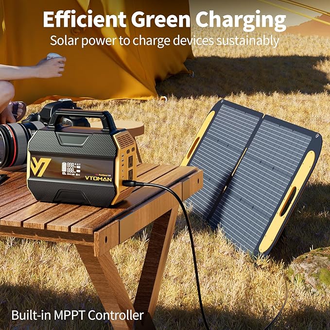 VTOMAN FlashSpeed 300 Portable Power Station, 300W 230Wh LiFePO4 Battery with 3000 Life Cycles, 100W PD USB-C Fast Charge, 6 Outputs for Outdoor Camping, Home Backup, RV, Off-Grid