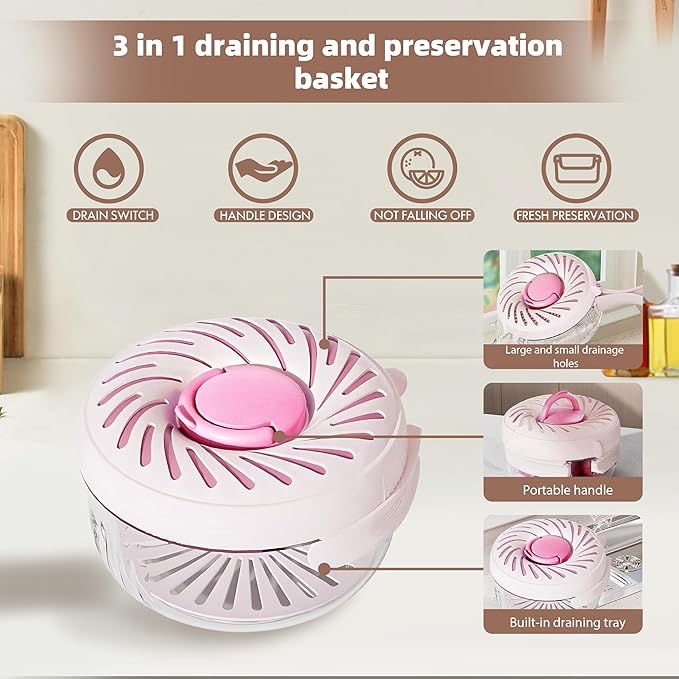 2025 New Upgrade Large Fruit Washing Bowl with Strainer(2.85QT),3 in 1 Multipurpose Drain Basket with Lid & Ice Box,Foldable Handle Fruit Strainer Perfect for Fridge Storage and Outdoor Picnics