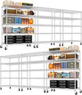 PrimeZone 5 Tier 48" Wx24''Dx81''H Wire Shelving with Wheels 3000lbs NSF Storage Shelves Heavy Duty Metal Shelf Adjustable Rolling Rack Commercial Garage Restaurant Warehouse Kitchen Chrome 6Pack