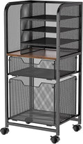 6-Tier Rolling File Cart with 2 Drawers, File Cabinet Organizer for Hanging File Folders, Letter-Size File Storage with Wheels, Multi-Layer Mobile Filing Cabinet for Office and Home