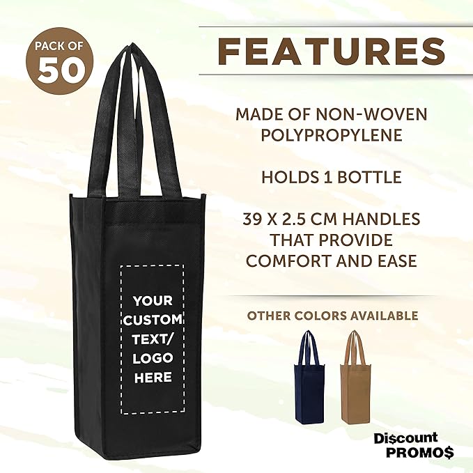 DISCOUNT PROMOS Non-Woven Vineyard Two Bottle Wine Bags