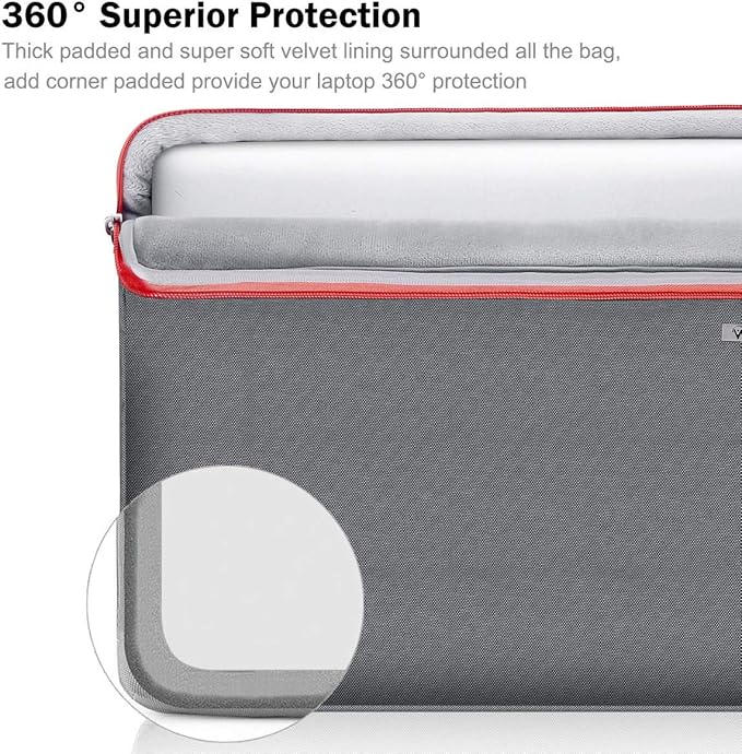 Voova Laptop Sleeve Case 14 15 Inch with Handle, 360° Protective Waterproof Slim Computer Bag Cover Compatible with MacBook Air 15 M2/M3/M4 2024-2025, MacBook Pro 14, Hp Chromebook 14, Grey
